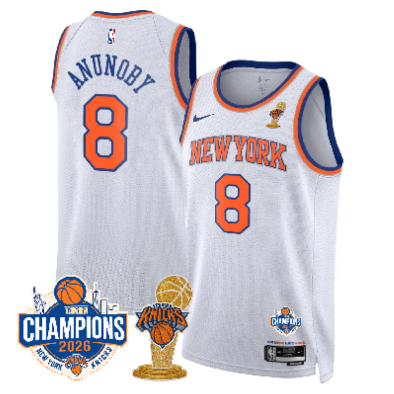 men New York Knicks #8 Anunoby white 2026 Nike NBA jersey 0627001